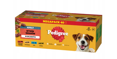 Pedigree Natvoer Jellied Adult Hondenvoer Gemengde Smaken (Rund, Kip, Lam, Gevogelte) 40x100g