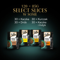 SHEBA Selection Select Slices Gevogelte Smaakzakjes 120x85 g - nat volledig voer voor volwassen katten, in saus