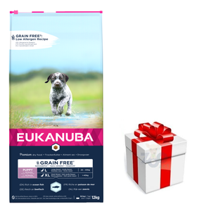 Eukanuba Puppy&Junior Large Breeds Grain Free Salmon 12kg + GRATIS een verrassing voor je hond!