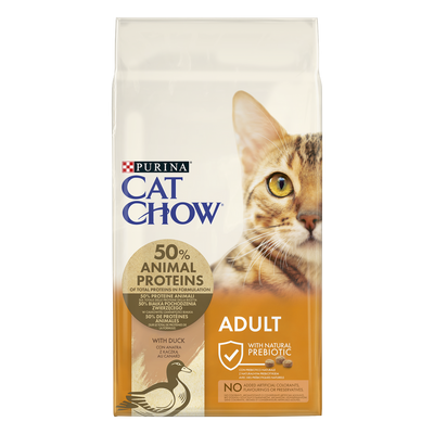 Purina Cat Chow Adult Duck 15kg + Groominghandschoen - Cat Chow GRATIS