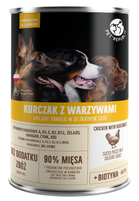 PetRepublic Kip en Groente Plakjes in Delicate Saus 1250g