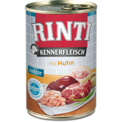 Rinti Kennerfleisch Junior Huhn natvoer voor honden - kip 400g