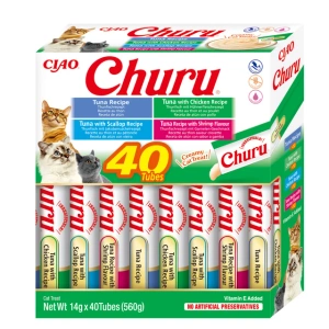 INABA Churu voor katten - gemengde smaken met zeevruchten 40x14g