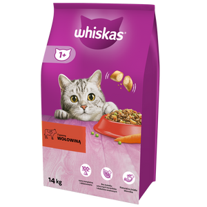 WHISKAS Droog Kattenvoer 1+ met Rundvlees 2x14kg