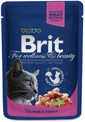 Brit Premium Adult Kat met Zalm & Forel 10x100g