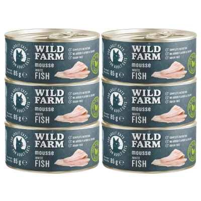 WILD FARM Mousse Witvis 6x80g - graanvrije mousse voor katten