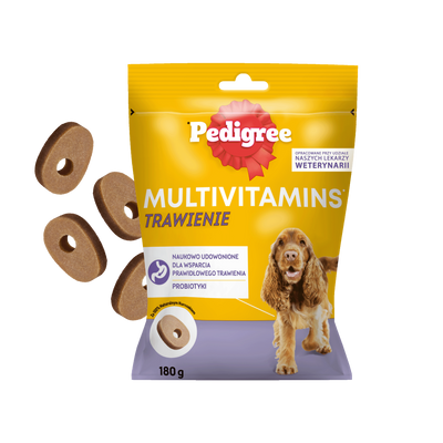 PEDIGREE Multivitaminen Spijsvertering aanvullend diervoeder voor volwassen honden, kipsmaak 180 g