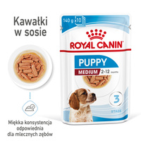 ROYAL CANIN Medium Puppy 140g natvoer in saus voor puppy's tot 12 maanden, middelgroot ras