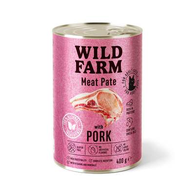 WILD FARM Pate Pork 12x400g - glutenvrij kattenvoer
