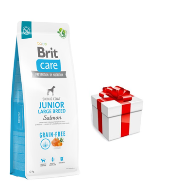 BRIT CARE Hond Graanvrij Junior Large Breed Zalm 12kg + GRATIS een verrassing voor je hond!