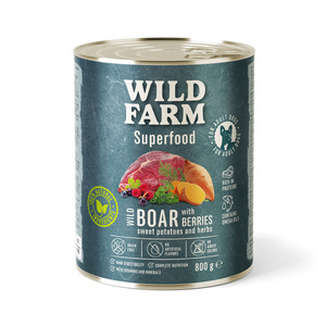 WILD FARM Superfood Wild Zwijn (hertenvlees met yams, bessen en kruiden) 800g graanvrij hondenvoer