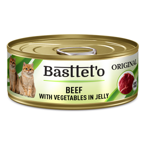 Basttet'o Original Rundvlees- en groentegelei voor katten 85g (blik)