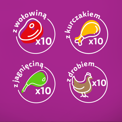 WHISKAS Adult sachets 40 x 85 g Classic Meals - natvoer voor volwassen katten, in saus (vleeswaren met: rund, kip, lam, gevogelte)