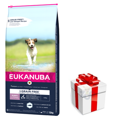 Eukanuba Puppy&Junior Small/Medium Grain Free Salmon 12kg + GRATIS een verrassing voor je hond!