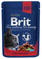 Brit Premium Volwassen Kat met Rundvlees en Erwten 10x100g