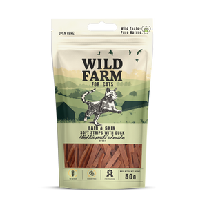 WILD FARM hair&skin zachte eendreepjes 50g kattensnoepje