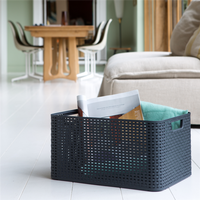 Curver Rattan Style Mand met deksel grijs S