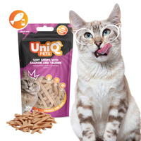 UNIQ PETS kattensnoepjes - zachte reepjes zalm met tasurine 50g 
