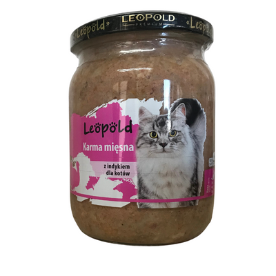 Leopold vleesvoeding met kalkoen voor katten 500g (pot)