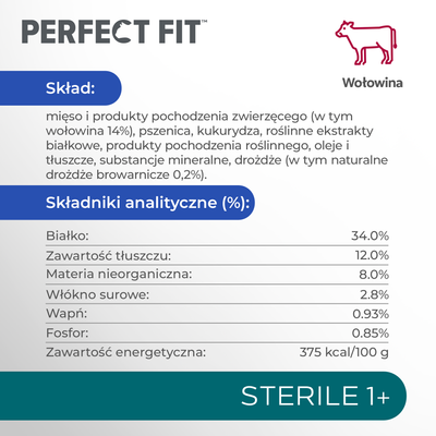 PERFECT FIT (Steriel 1+) 750g Runderrijk droogvoer voor katten na sterilisatie