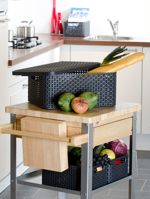 Curver Rattan Style Mand met deksel grijs S