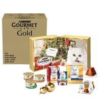 Purina Gourmet Gold Mousse mix 96x85g (rund, konijn, lam, kalf) + Purina® Gourmet™ - Kerstfeest voor de katachtige fijnproever - adventskalender