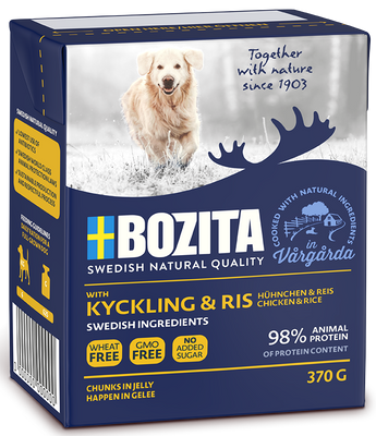 BOZITA Dog Kip en Rijst in Jell-O 370g
