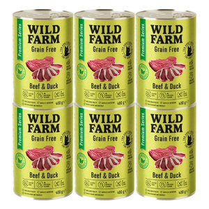 WILD FARM Premium Graanvrij Rund en Eend 6x400g - graanvrij kattenvoer