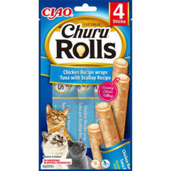 INABA Churu Rolls voor Katten - Tonijn met Sint-Jakobsschelpen 4x10g