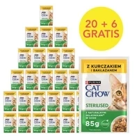 CAT CHOW Gesteriliseerd Kattenvoer met Kip en Aubergine in Saus 85g - 20 SIZEN + 6 GRATIS !!!