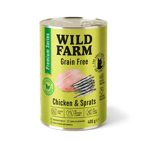 WILD FARM Premium Graanvrij Kip en Sproten 400g - graanvrij kattenvoer