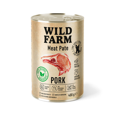Wild Farm Pate Varkensvlees 400g glutenvrij hondenvoer