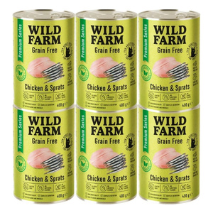 WILD FARM Premium Graanvrij Kip en Sproten 6x400g - graanvrij kattenvoer