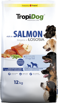 Tropidog Premium Adult Medium & Large Breeds Zalm met Rijst 12k
