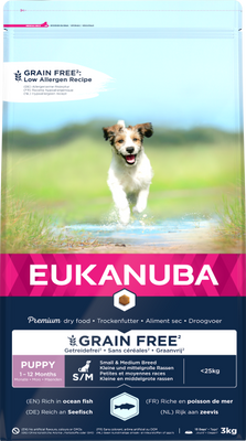 Eukanuba Puppy&Junior Small/Medium Grain Free Salmon 3kg 