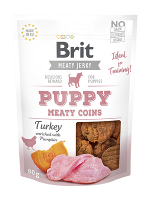 Brit Jerky Snack Kalkoen Meaty Coins Voor Puppy's 80g