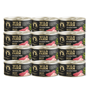 WILD FARM Filets Rund & Kip 12x70g - graanvrij nat kattenvoer in bouillon