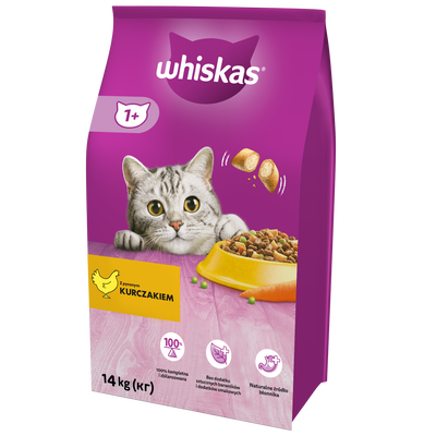 WHISKAS Droog Kattenvoer 1+ met Kip 2x14kg 
