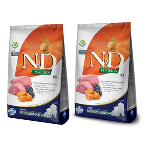 Farmina N&D Pumpkin Grain Free Canine Puppy Medium&Maxi Lamb&Blueberry 2x12kg