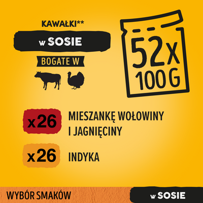 Pedigree Natvoer voor Volwassen Honden in Saus (Rund & Lam, Kalkoen & Wortel) 4x100g