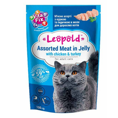 Leopold kip en kalkoen gelei voor katten 100g