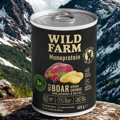 Wild Farm Monoprotein Wild Zwijn 6x400g hypoallergeen hondenvoer