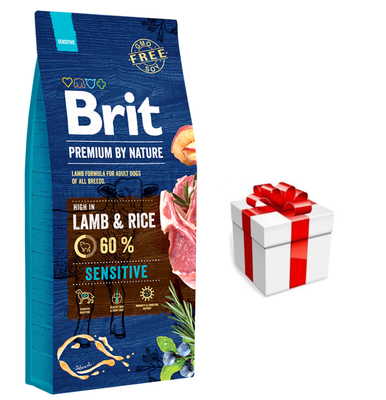 Brit Premium By Nature Sensitive met Lam en Rijst 15kg + GRATIS een verrassing voor je hond!