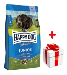 HAPPY DOG Sensible Junior, droogvoer, lam/rijst, 10 kg + GRATIS een verrassing voor je hond!