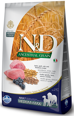 Farmina N&D Ancestral Grain Canine Adult Medium&Maxi Lamb&Blueberry 12kg