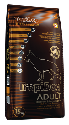 Tropidog Super Premium Adult Medium & Large Breed Lamb & Rice 15kg