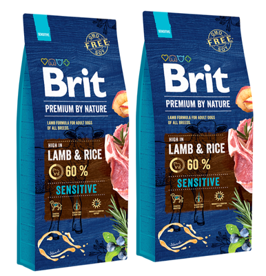 Brit Premium By Nature Sensitive met Lam en Rijst 2x15kg
