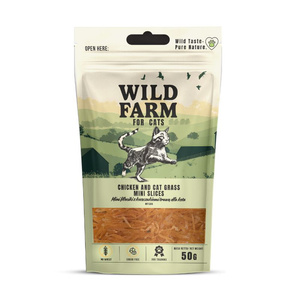 WILD FARM Kipfiletjes met gras voor katten 50 g kattensnack