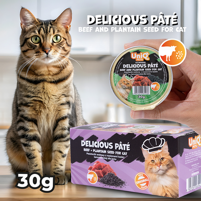 UNIQ PETS Natvoer voor katten ROYAL BEEF rundvleespaté met lancetzaad 30 g x 8 st 