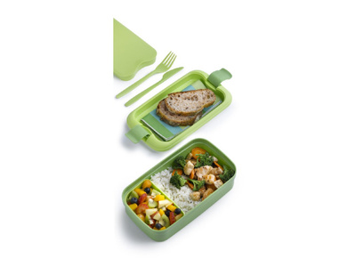 Curver Lunch&Go Blauwe Container met Bestek